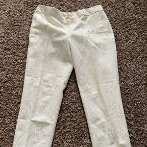White Banana Republic paisley pants.